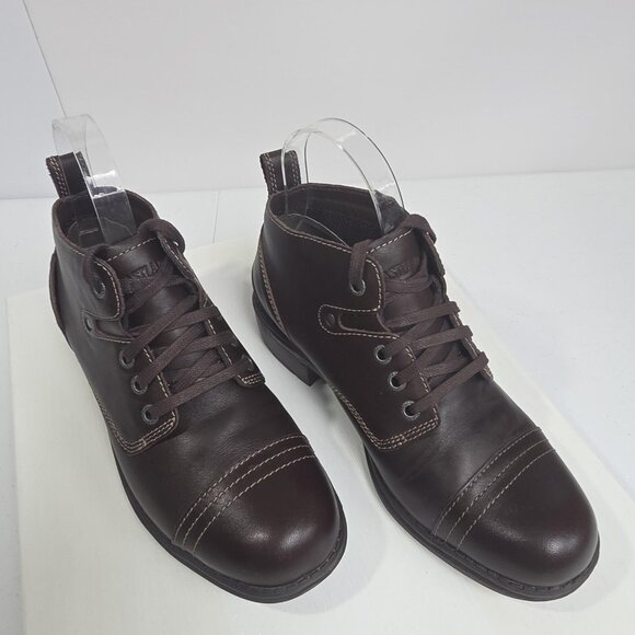 Eastland Overdrive Boots Womens Size 7.5 Brown Leather Lace Up Cap Toe Lug Sole - Picture 1 of 10